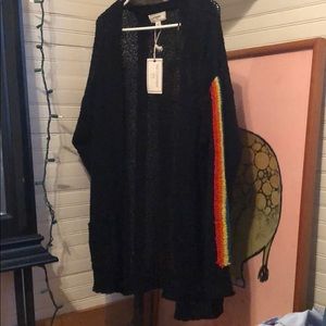 Black cardigan with Rainbow sleeve